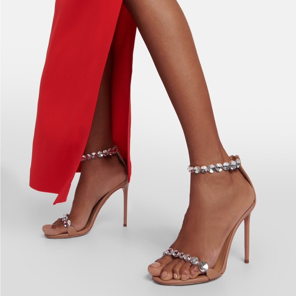 Aquazzura Maxi Tequila 75 Crystal Embellished heeled sandals sz 41